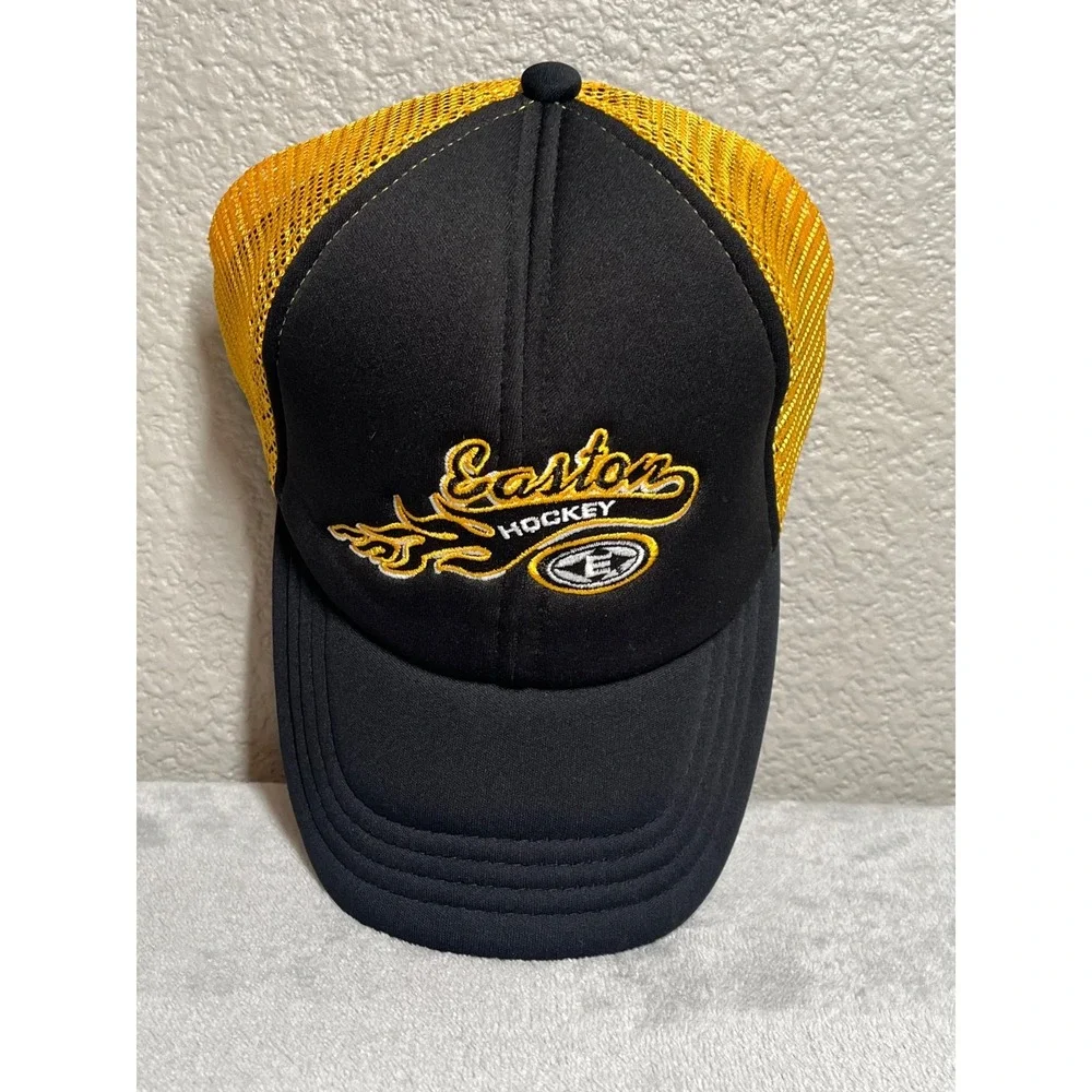 EASTON Hockey Trucker Hat Cap Black Gold Mesh Adjustable One Sz Fits Most Sport